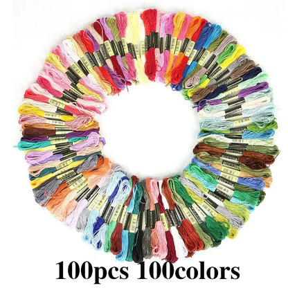 5/8/50/100pcs Mix Colors Embroidery Thread Cotton Sewing Skeins Rainbow Cotton & Silk Embroidery Threads for DIY Bracelet Making