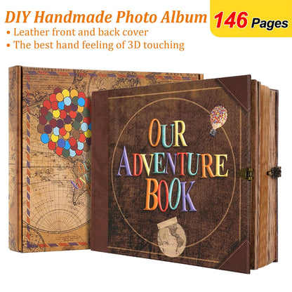 Our Adventure Book 146 Page DIY Scrapbook for Travel Memories Unique Wedding & Anniversary Gift Retro Kraft Photo Album
