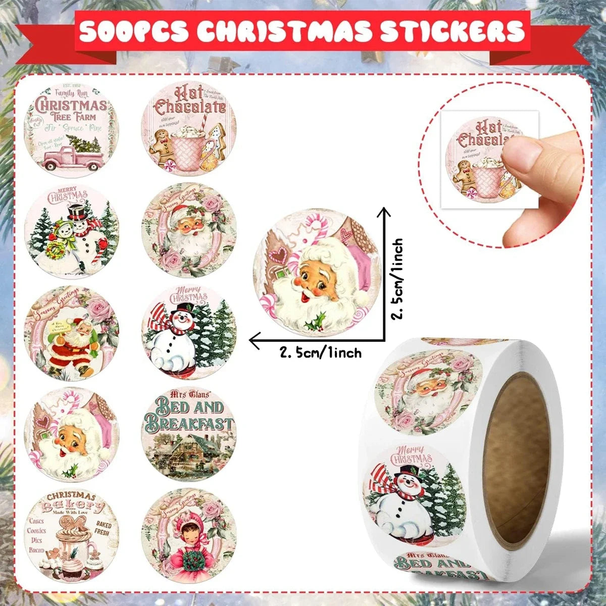 Christmas Stickers for Envelope 500pcs 1inch