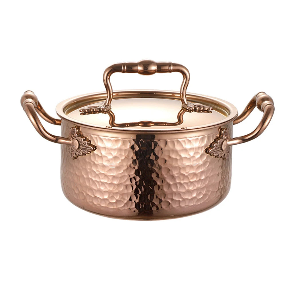 304 stainless steel double ear pot thickened hammer pattern single pot With lid Home self-service hot pot Stewed pot cookware