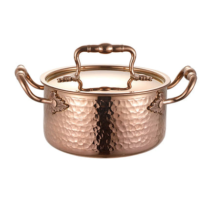 304 stainless steel double ear pot thickened hammer pattern single pot With lid Home self-service hot pot Stewed pot cookware