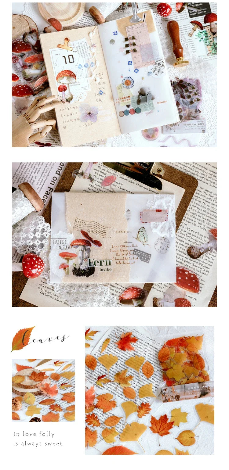 40pcs/pack PET Transparent Flowers Stickers DIY Deco Scrapbooking Junk Journal Plants Flowers Sticker Stationery Supplies