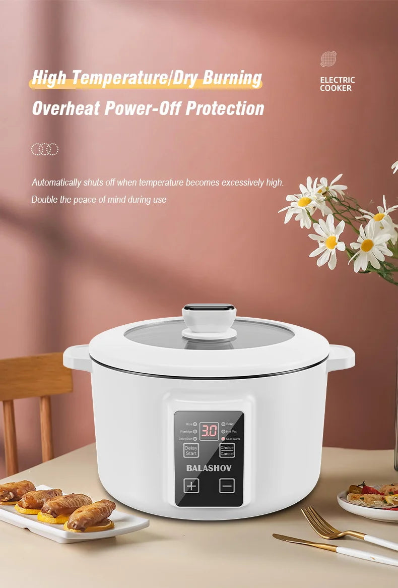 800W Electric Multifunctional Cooker Household Hot Pot Intelligent Non-stick Cookware for Kitchen Home Appliance Rice Pot 3.5L