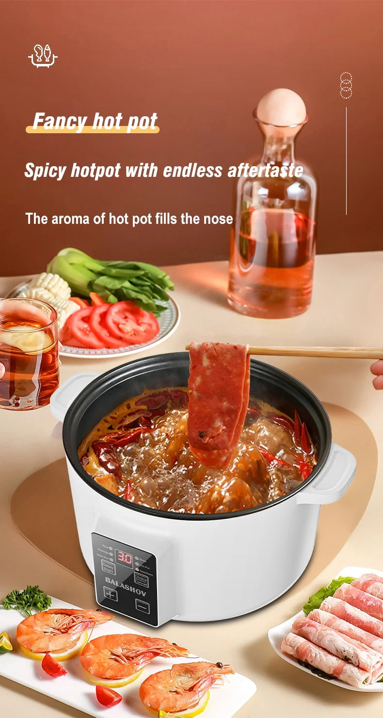800W Electric Multifunctional Cooker Household Hot Pot Intelligent Non-stick Cookware for Kitchen Home Appliance Rice Pot 3.5L