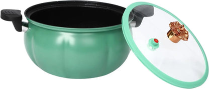 Mini Pressure Cooker,8L Multi-Function Pressure Cooking Pot,Pumpkin-Shaped Double-Handle Pressure Cooker,Dishwasher Safe (Green)