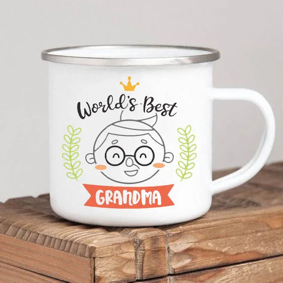 Mothers Day Gift For Grandmother  Worlds Best Grandma coffee mug Grandma drink enamel mugs Granny Grandmother Birthday Gifts