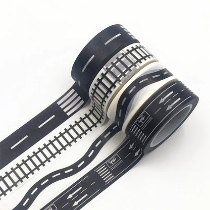 15mm*10M Black And White Highway shape Stripe Washi Tape Adhesive Tape DIY Scrapbooking Sticker Label Masking Tape