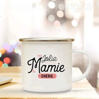 Thank You Grandma for All These Magical Moments Print Enamel Mug Outdoor Cup Drink Coffee Cups Holiday Birthday Gift for Grandma