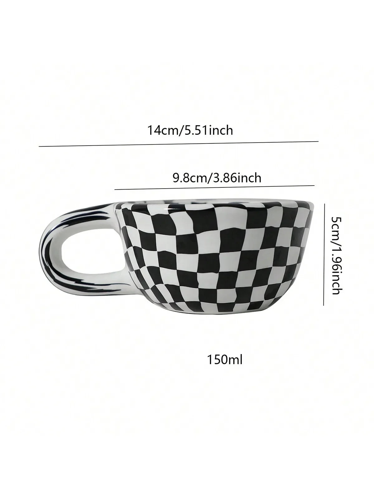 1pc-Creative Ceramic Checkered Pattern Tea Cup Irregular Chessboard Coffee Cup