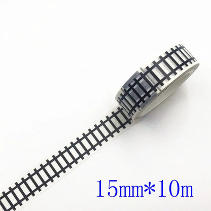 15mm*10M Black And White Highway shape Stripe Washi Tape Adhesive Tape DIY Scrapbooking Sticker Label Masking Tape