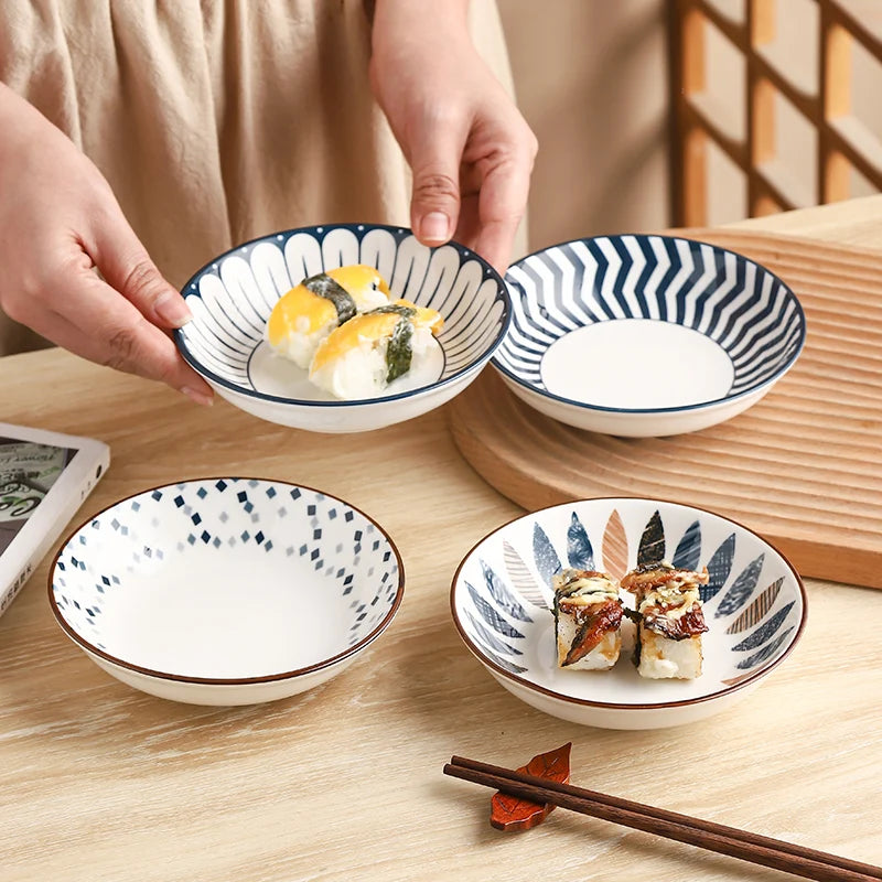 4-Piece 5.6-Inch Minimalist Ceramic Small Plates Set, Multi-functional plates，Oven/Microwave/Dishwasher Safe