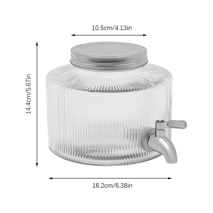 iced Beverage Dispenser 2.8L DIY Beverage Clear Glass Combined with Tap, Suitable for Refrigerators