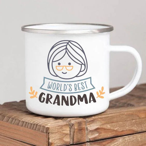 Mothers Day Gift For Grandmother  Worlds Best Grandma coffee mug Grandma drink enamel mugs Granny Grandmother Birthday Gifts
