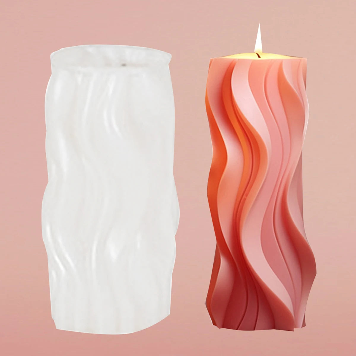 A wave-shaped cylindrical fragrance candle silicone mold DIY hand-made diffuser stone ornament mold