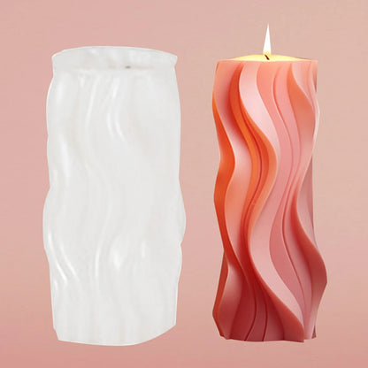 A wave-shaped cylindrical fragrance candle silicone mold DIY hand-made diffuser stone ornament mold