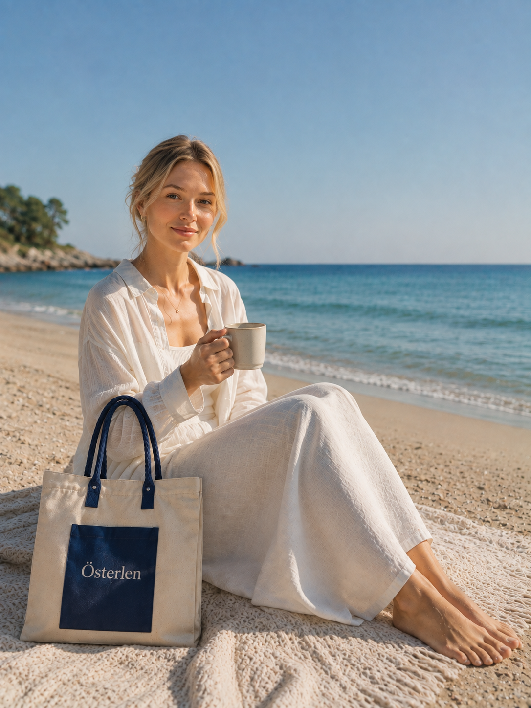 Österlen Röd Blå Toteväska För Shopping Och Dagligt Användande